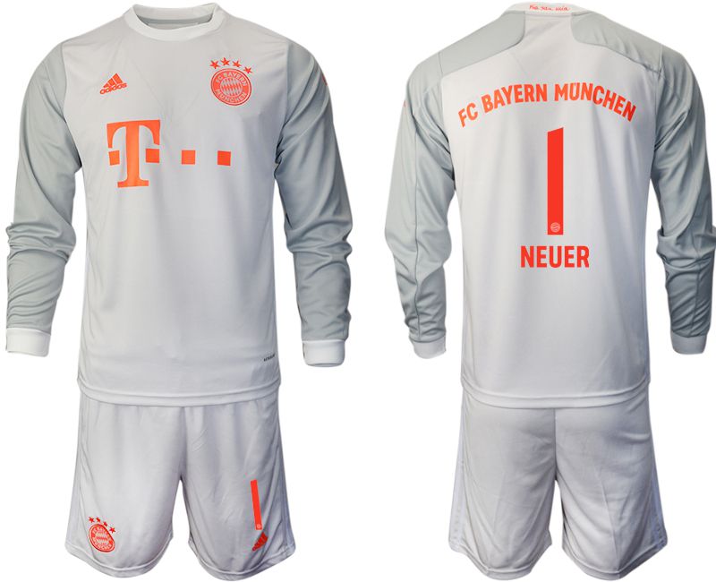 Men 2020-2021 club Bayern Munich away long sleeves #1 white Soccer Jerseys